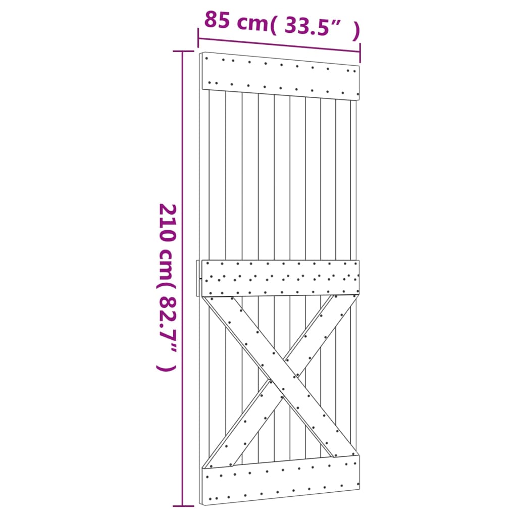 vidaXL Ușă glisantă cu set de feronerie 85x210 cm, lemn masiv de pin