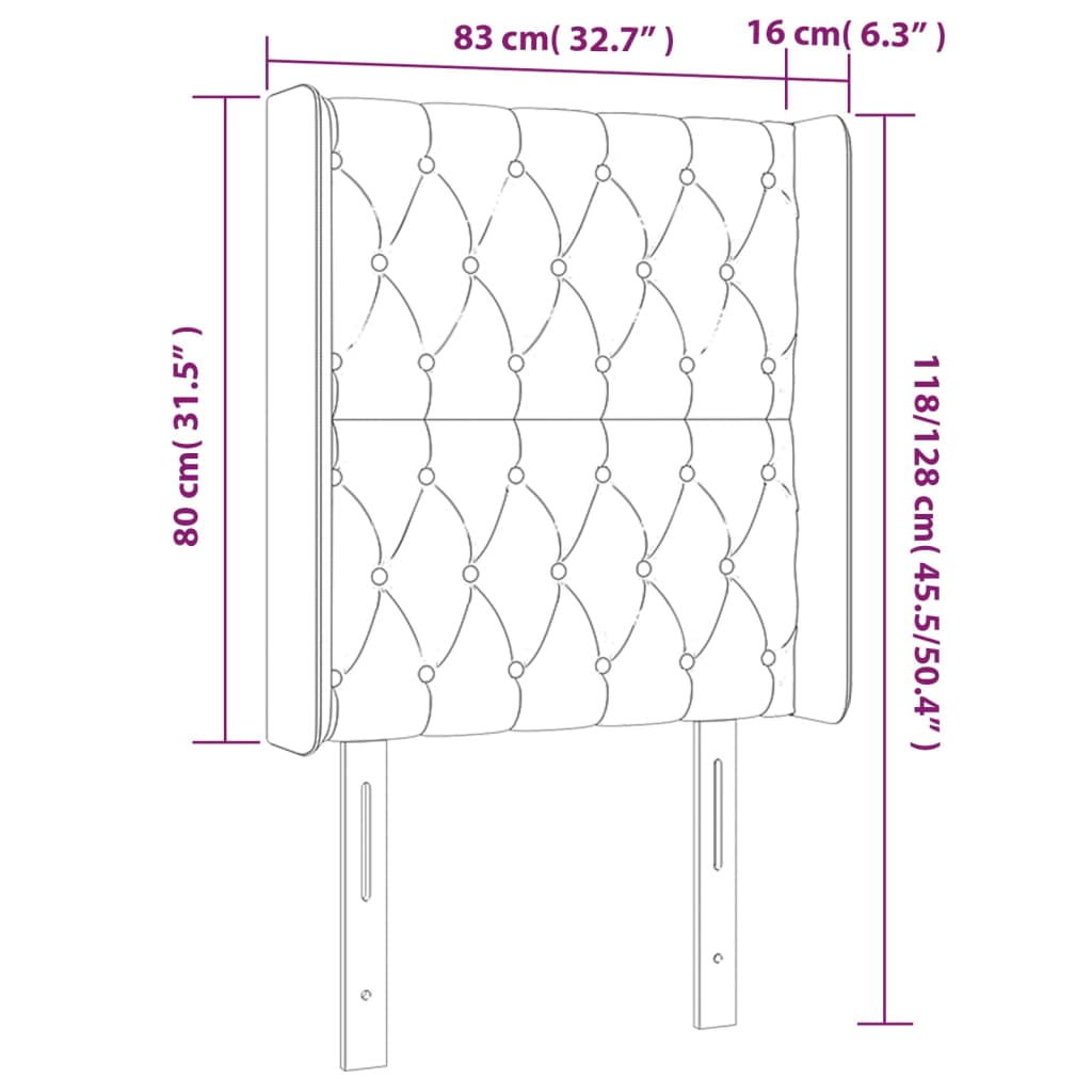 vidaXL Tăblie de pat cu LED, gri taupe, 83x16x118/128 cm, textil