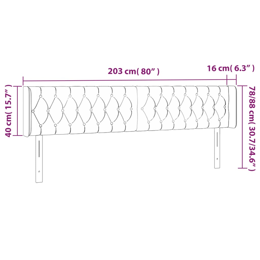 vidaXL Tăblie de pat cu aripioare gri închis 203x16x78/88 cm catifea