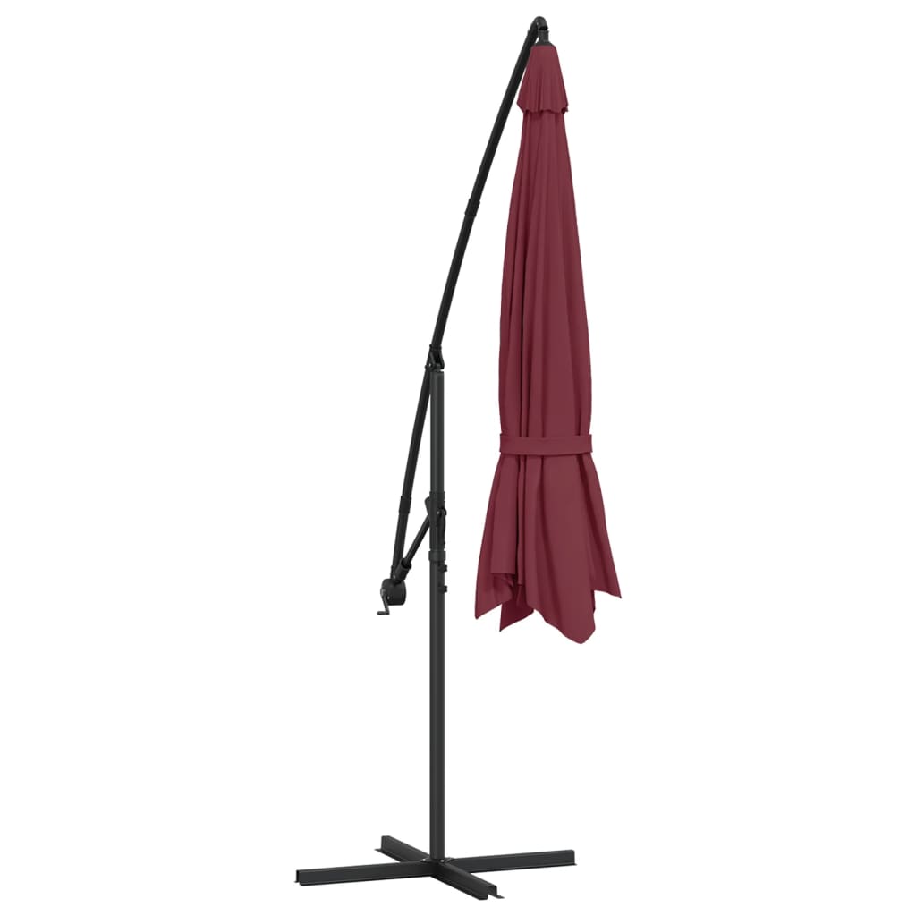 vidaXL Umbrelă suspendată cu stâlp din aluminiu, 350 cm, roșu bordo