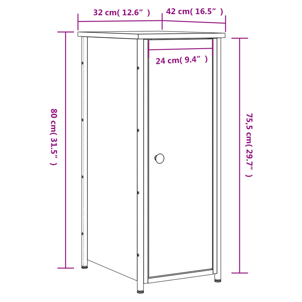 vidaXL Noptiere, 2 buc., stejar sonoma, 32x42x80 cm, lemn compozit