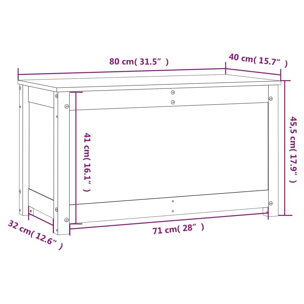 vidaXL Cutie de depozitare, maro miere, 80x40x45,5 cm, lemn masiv pin