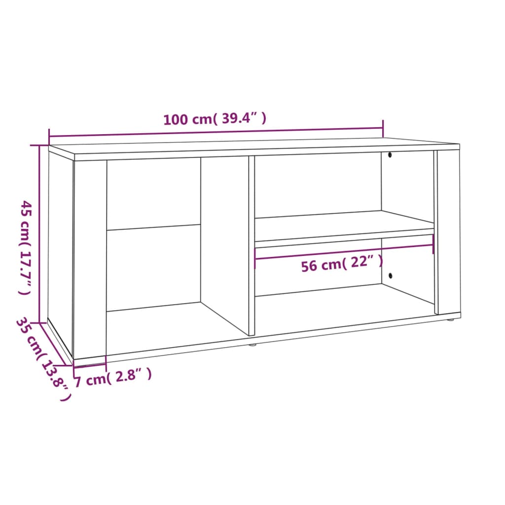 vidaXL Pantofar, negru, 100x35x45 cm, lemn compozit