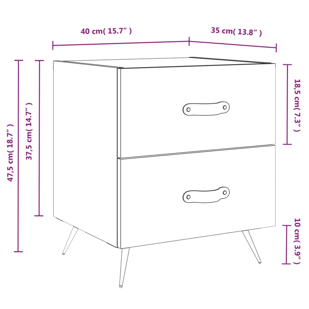 vidaXL Noptiere, 2 buc., gri sonoma, 40x35x47,5 cm, lemn compozit