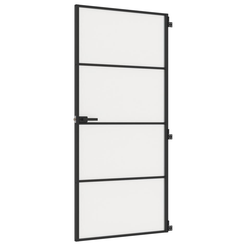 vidaXL Ușă de interior negru 93x201,5 cm sticlă securiz./aluminiu slim