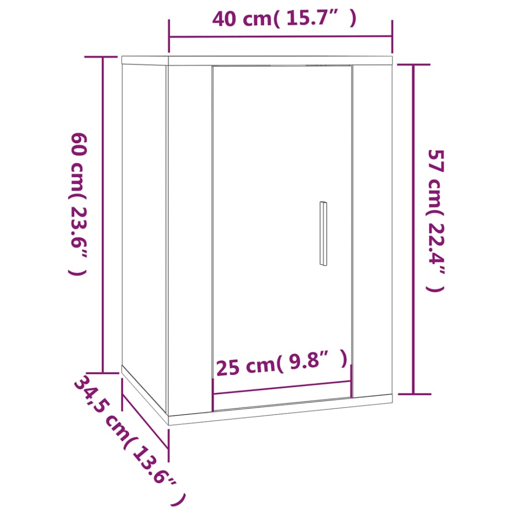 vidaXL Dulap TV montat pe perete, negru, 40x34,5x60 cm