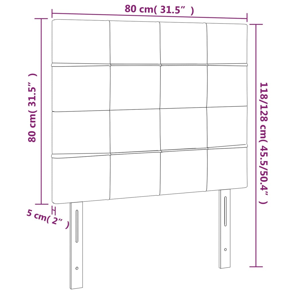 vidaXL Tăblie de pat cu LED, crem, 80x5x118/128 cm, textil