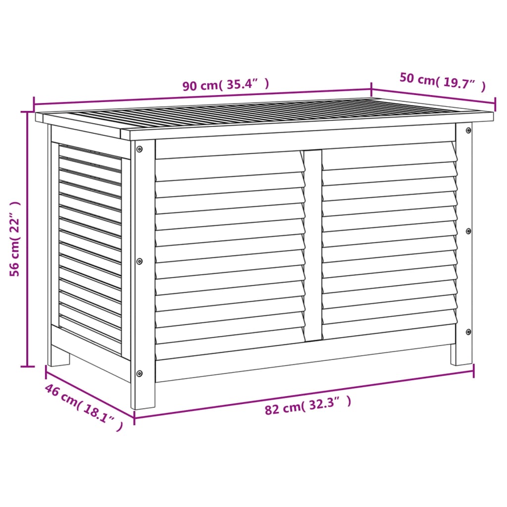 vidaXL Ladă depozitare grădină cu grilaj 90x50x56 cm lemn masiv acacia