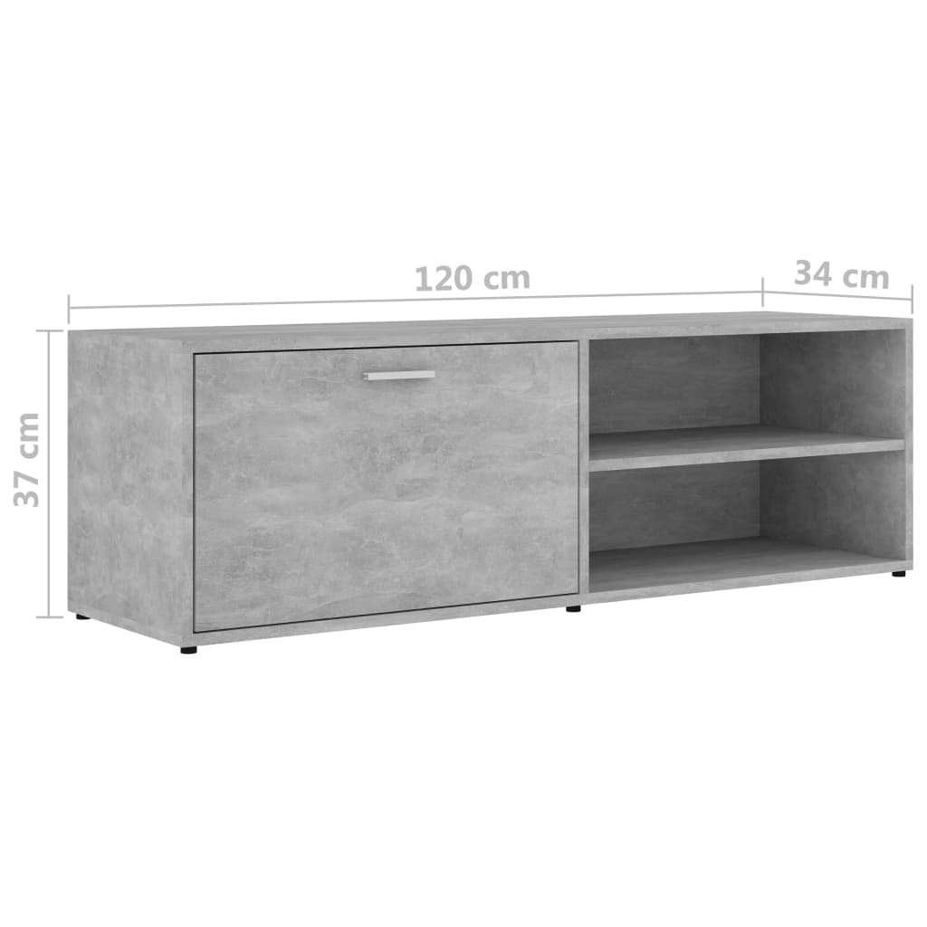 vidaXL Comodă TV, gri beton, 120x34x37 cm, lemn prelucrat