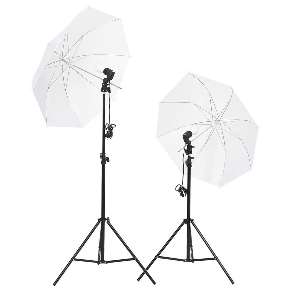 vidaXL Set studio foto cu set de lumini, fundal și reflector