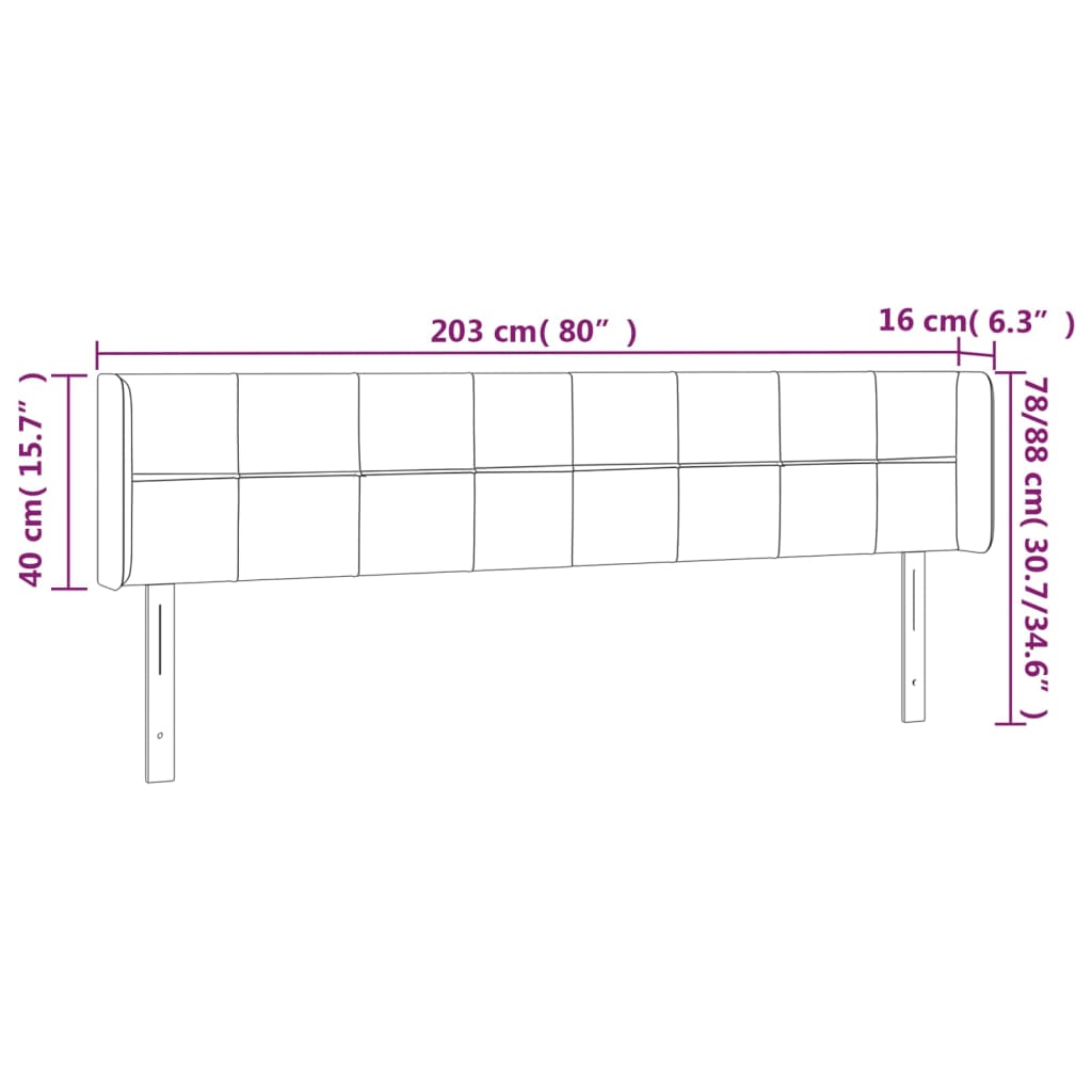 vidaXL Tăblie de pat cu aripioare verde închis 203x16x78/88 cm catifea