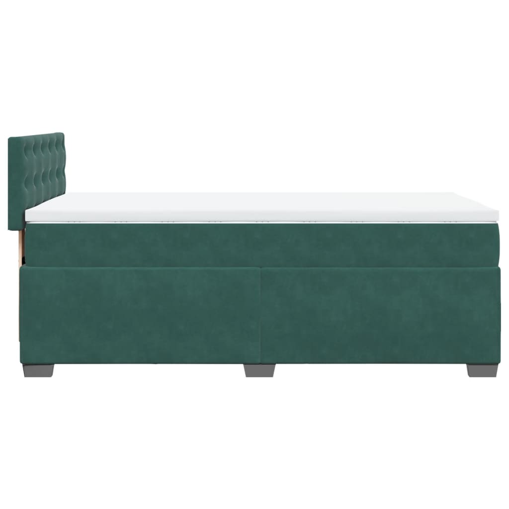 vidaXL Pat box spring cu saltea, verde închis, 100x200 cm, catifea