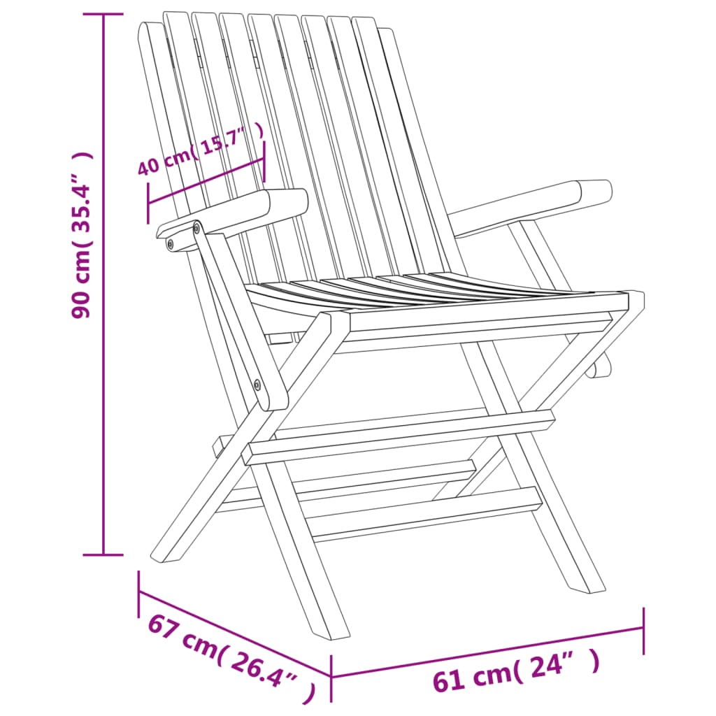 vidaXL Scaune de grădină pliante, 6 buc., 61x67x90 cm, lemn masiv tec