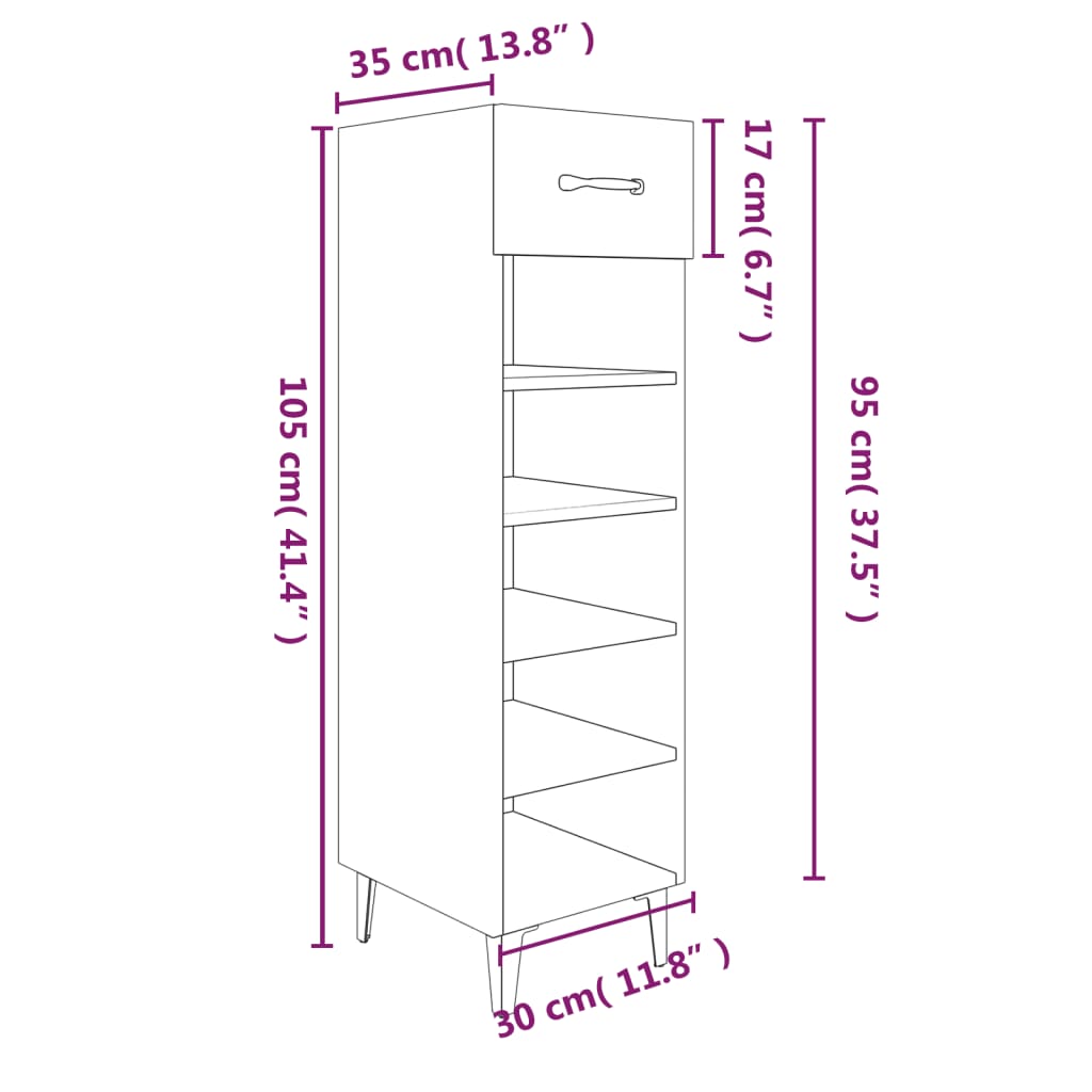 vidaXL Pantofar, stejar fumuriu, 30x35x105 cm, lemn compozit