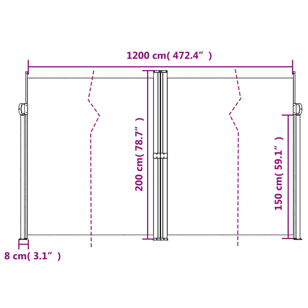 vidaXL Copertină laterală retractabilă, albastru, 200x1200 cm