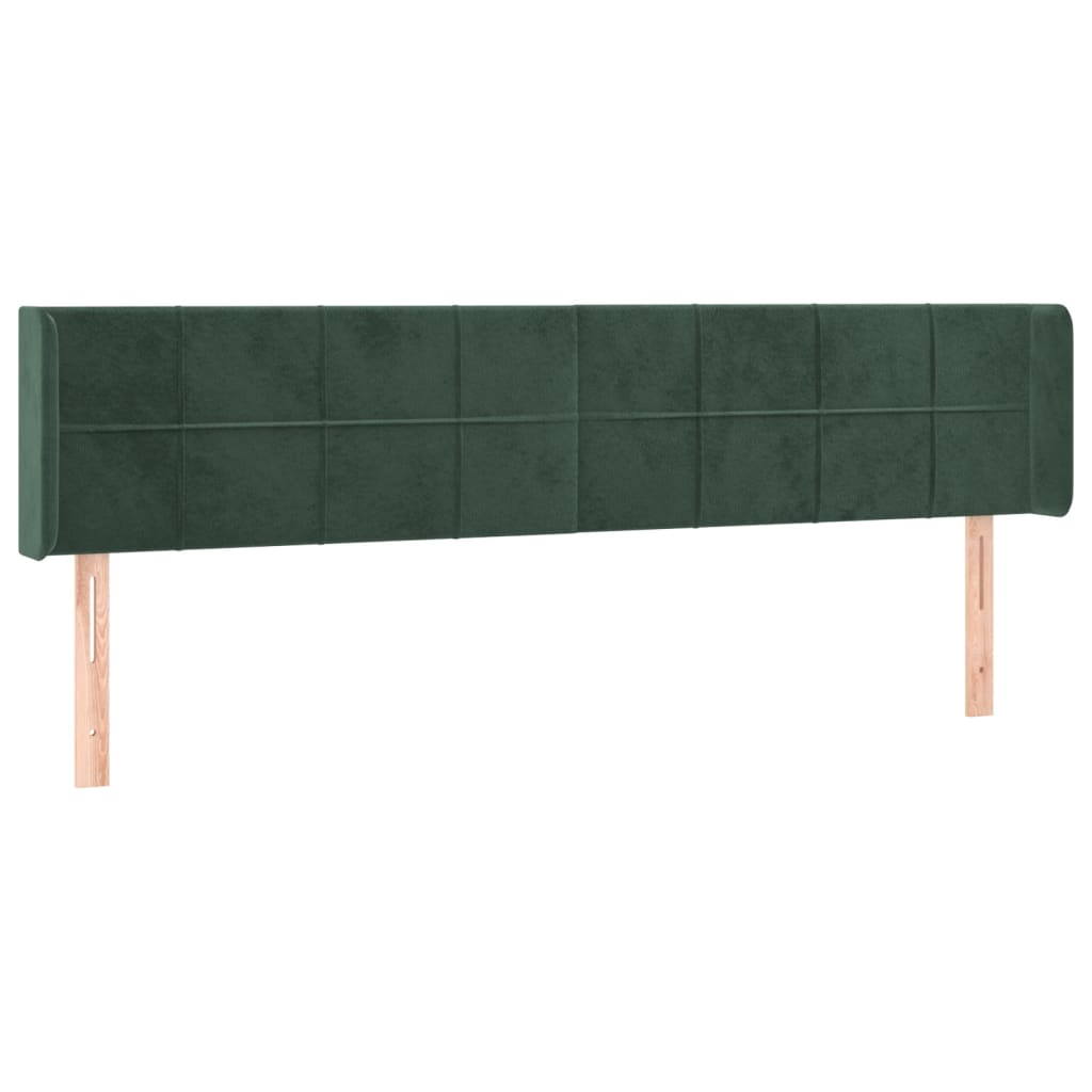 vidaXL Tăblie de pat cu aripioare verde închis 203x16x78/88 cm catifea