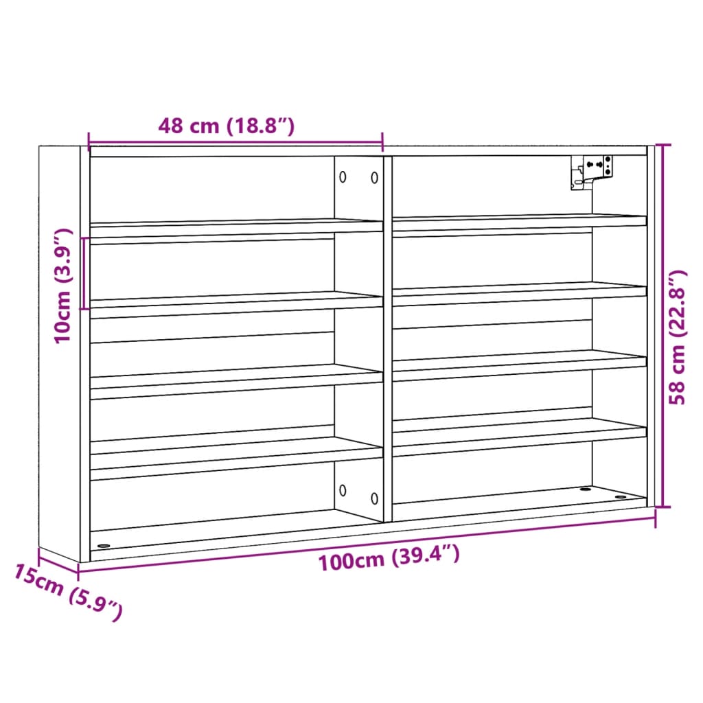 vidaXL Dulap cu vitrină, alb, 100x15x58 cm, lemn prelucrat