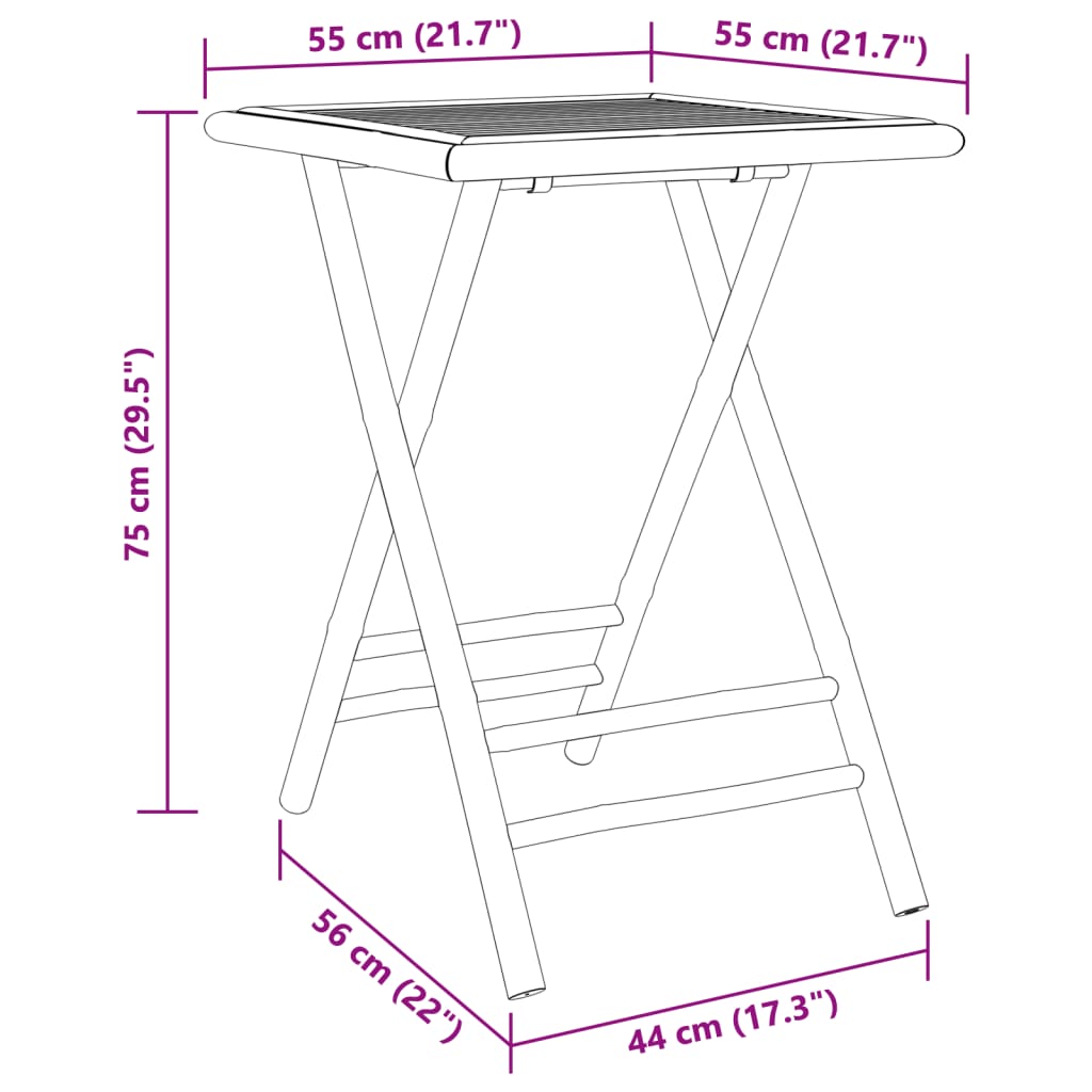 vidaXL Set mobilier bistro, 3 piese, bambus