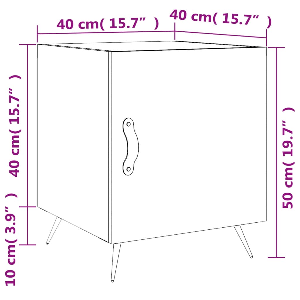 vidaXL Noptiere, 2 buc., stejar maro, 40x40x50 cm, lemn compozit