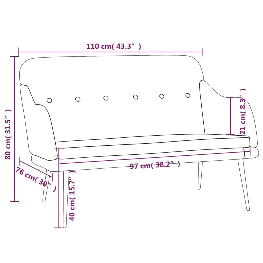 vidaXL Bancă, albastru, 110x76x80 cm, textil