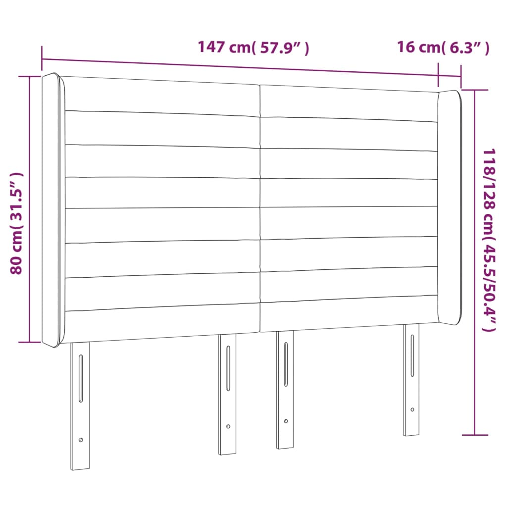 vidaXL Tăblie de pat cu aripioare, crem, 147x16x118/128 cm, textil