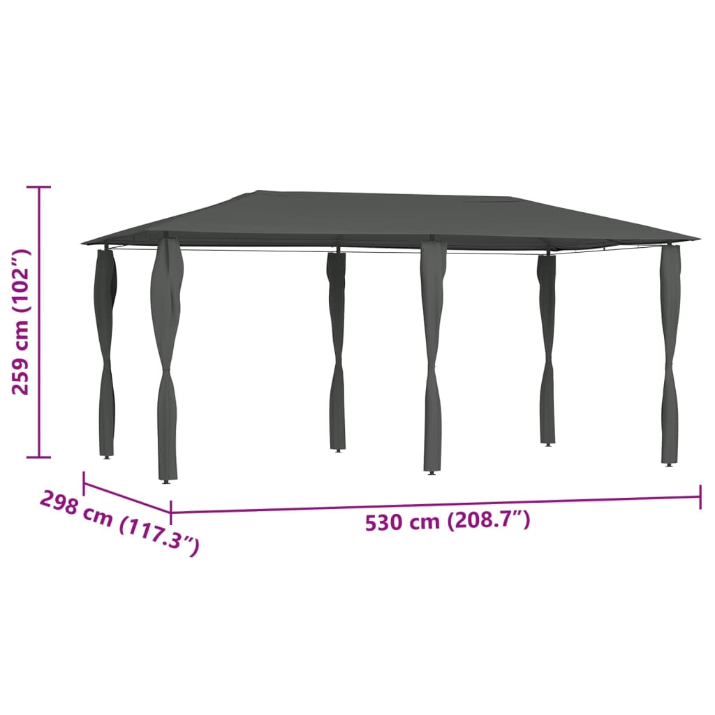 vidaXL Pavilion cu huse pentru stâlpi, antracit, 3x6x2,6 m, 160 g/m²