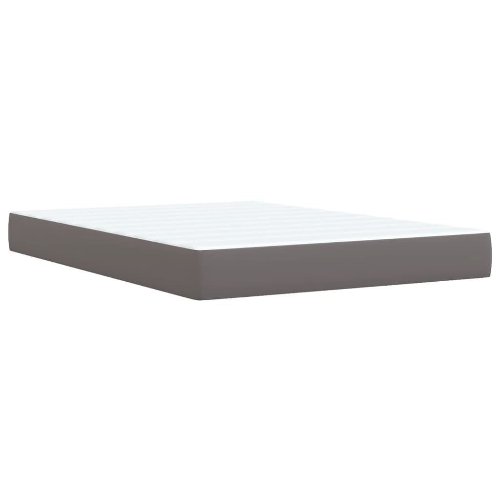 vidaXL Pat box spring cu saltea, gri, 160x200 cm, piele ecologică