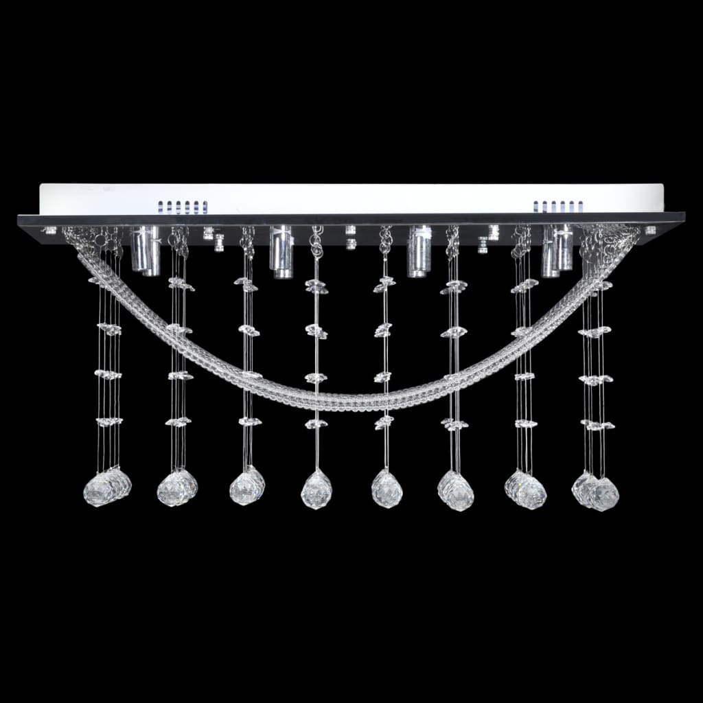 vidaXL Lustră albă cu mărgele de cristal din sticlă 8xG9 29 cm