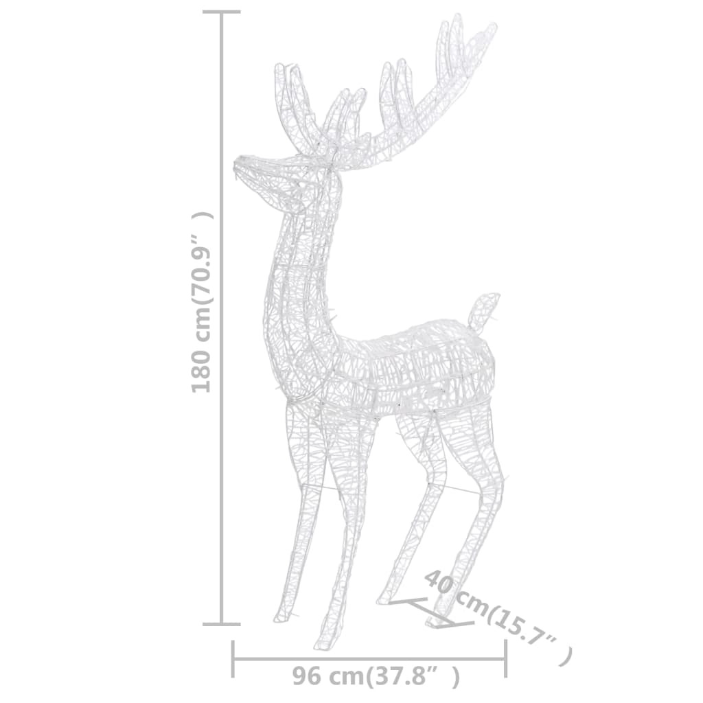 vidaXL Ren de Crăciun 250 LED-uri, 2 buc., alb cald, 180 cm, acril XXL