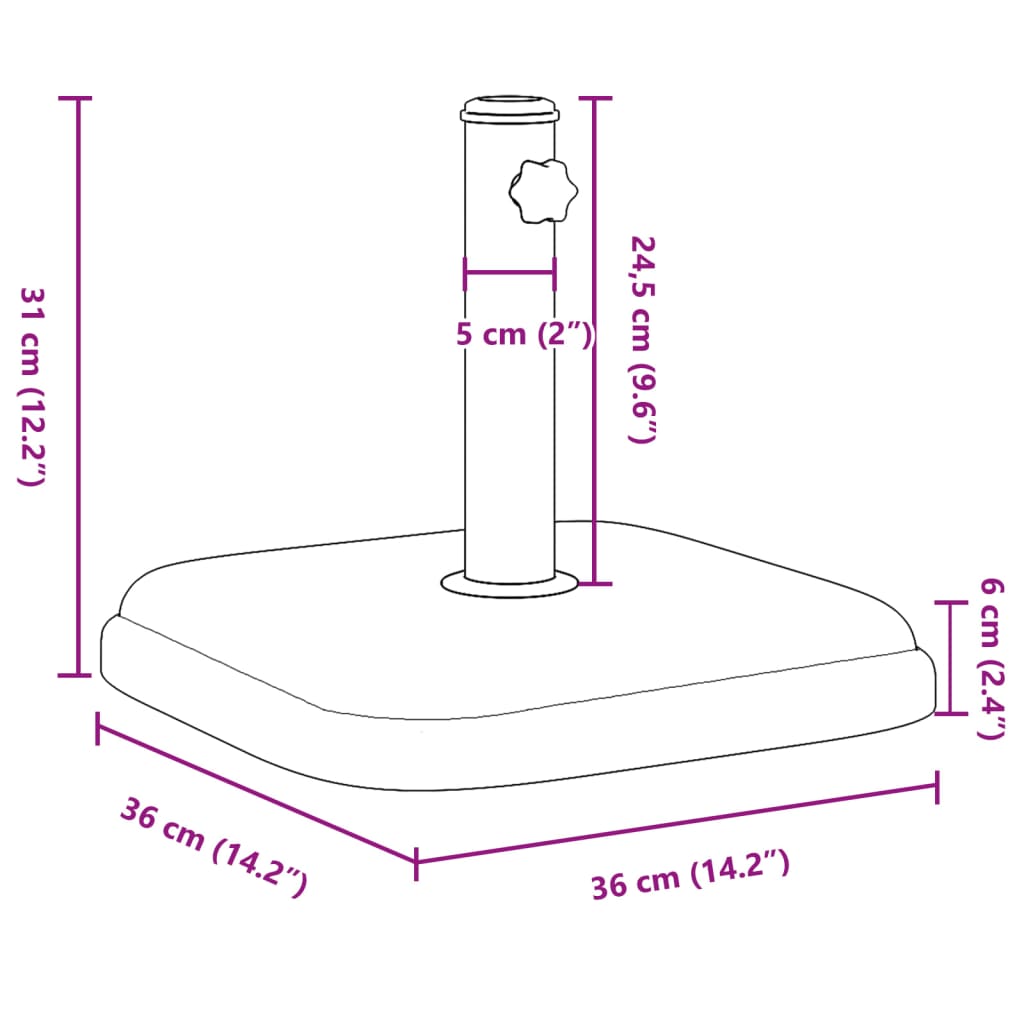 vidaXL Suport umbrelă pentru stâlpi Ø32/35/38 mm, 11 kg, pătrat