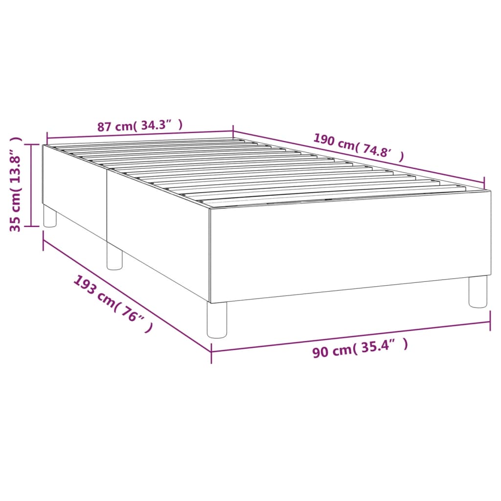 vidaXL Cadru de pat, gri, 90x190 cm, piele ecologică