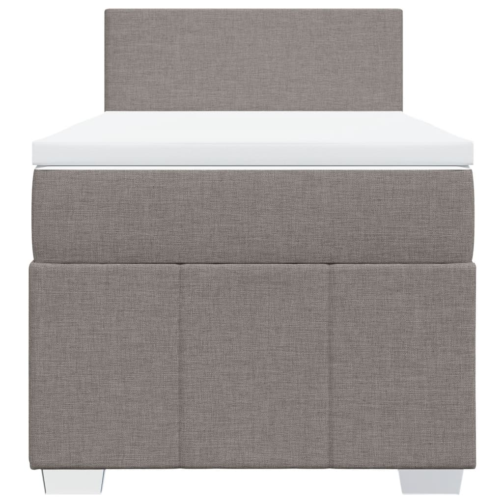 vidaXL Pat box spring cu saltea, gri taupe, 90x190 cm, textil