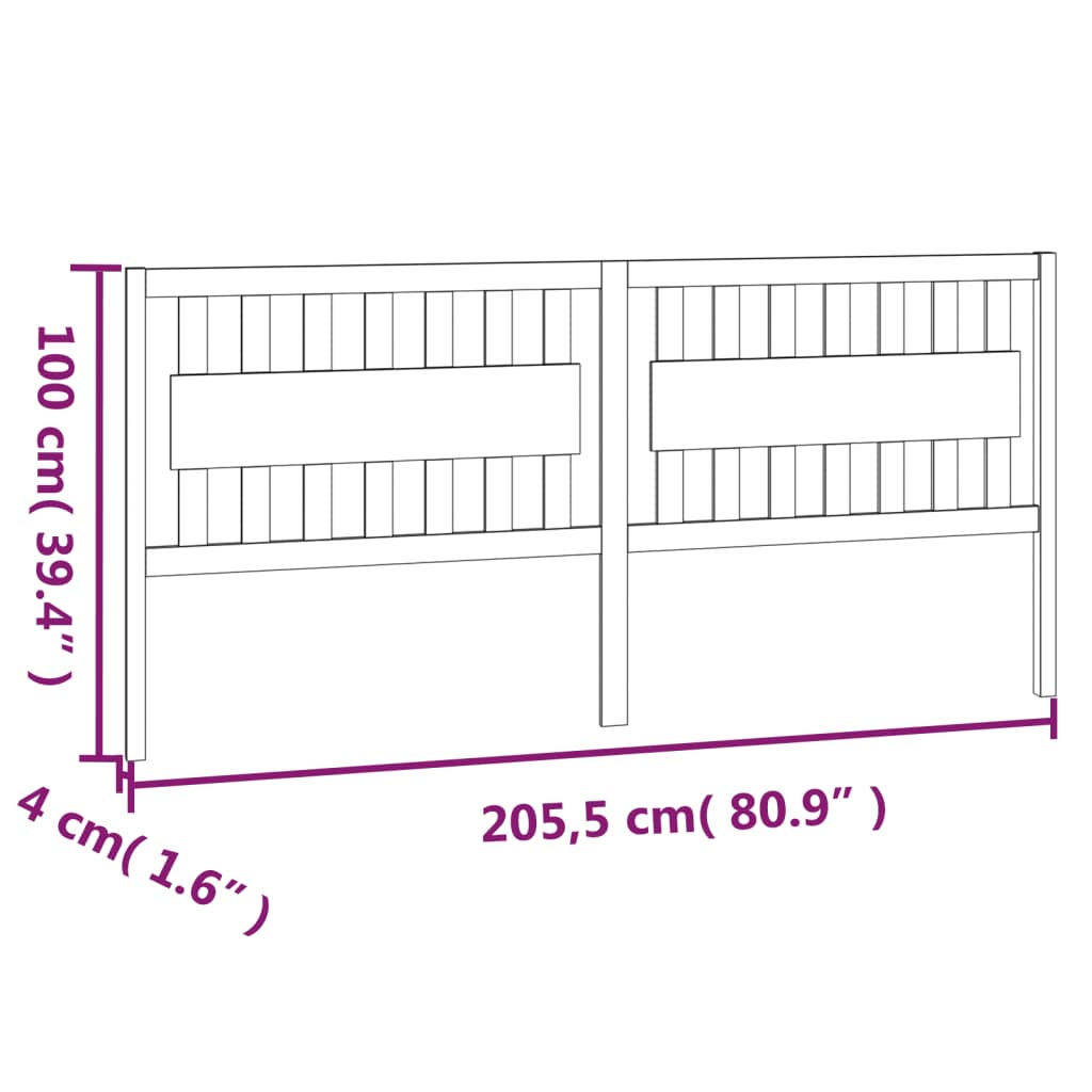 vidaXL Tăblie de pat, alb, 205,5x4x100 cm, lemn masiv de pin