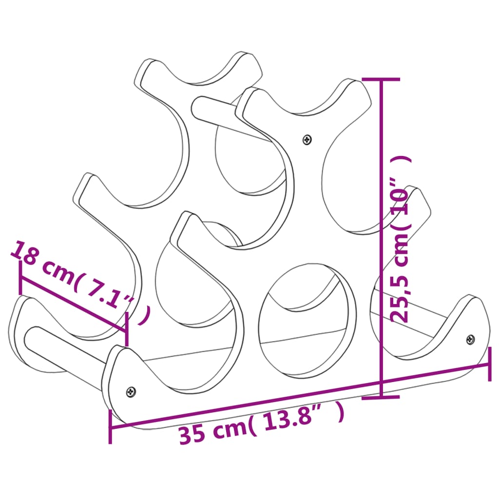 vidaXL Raft de vin, pentru 6 sticle, 35x18x25,5 cm, bambus