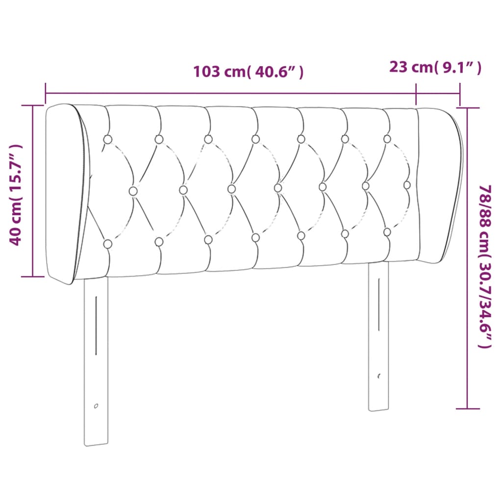 vidaXL Tăblie de pat cu aripioare gri închis 103x23x78/88 cm catifea