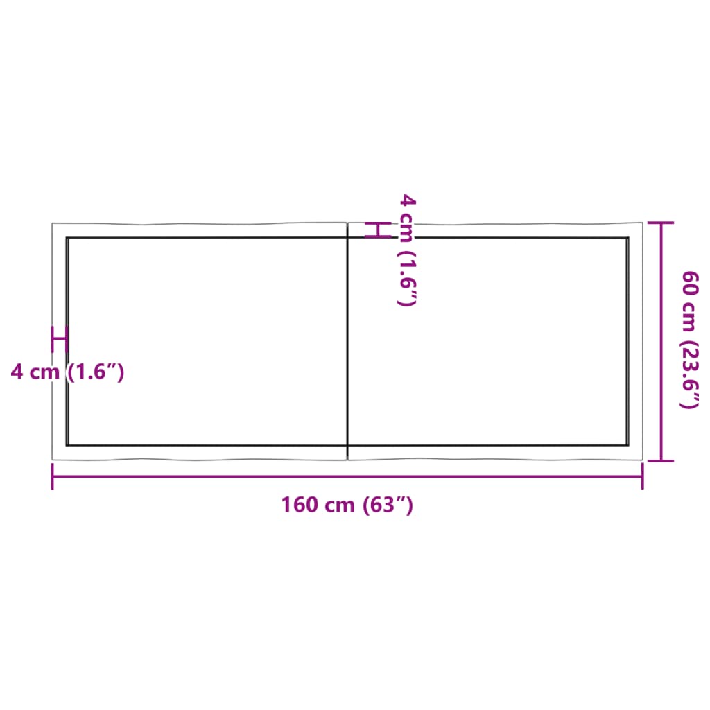 vidaXL Blat masă, 160x60x(2-6) cm, maro, lemn tratat contur organic