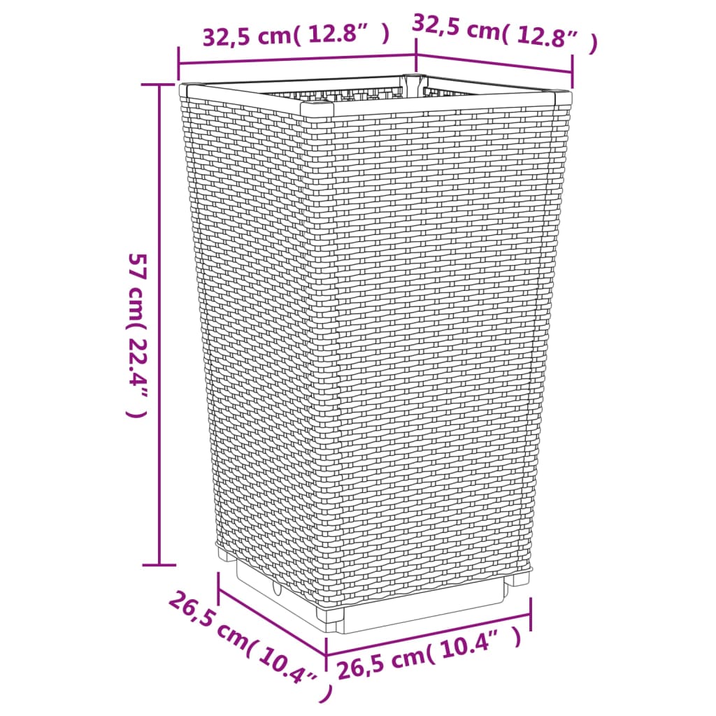 vidaXL Jardiniere de grădină, 2 buc., alb, 32,5x32,5x57 cm, PP