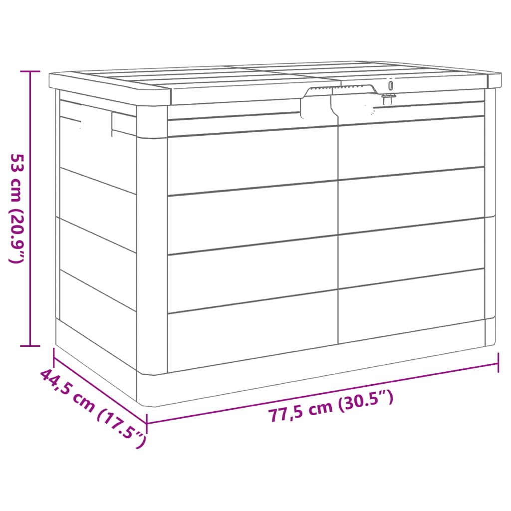 vidaXL Cutie de perne de exterior maro 77,5x44,5x53 cm polipropilenă