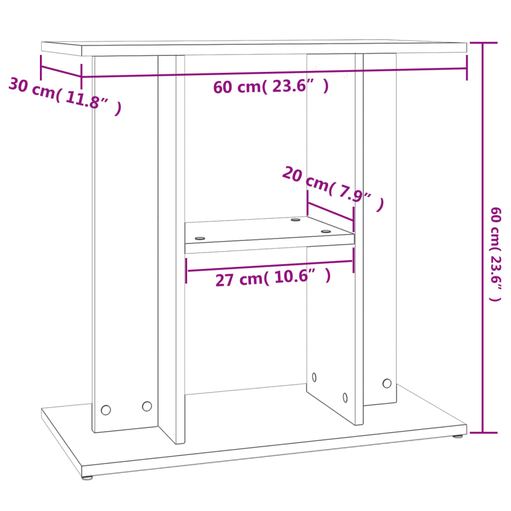 vidaXL Suport acvariu, gri sonoma, 60x30x60 cm, lemn prelucrat