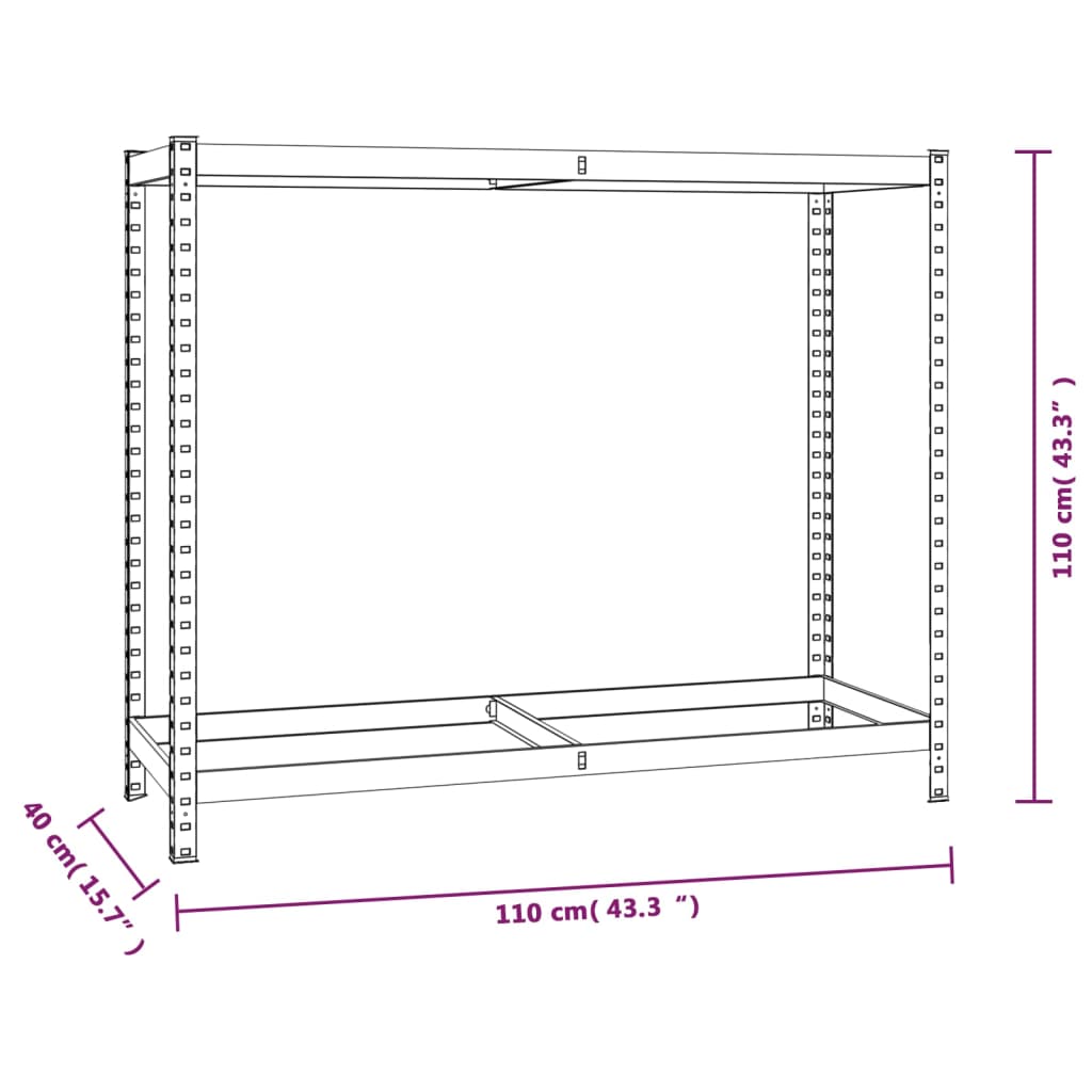 vidaXL Rafturi anvelope 2 niveluri 3 buc. argintiu 110x40x110 cm oțel