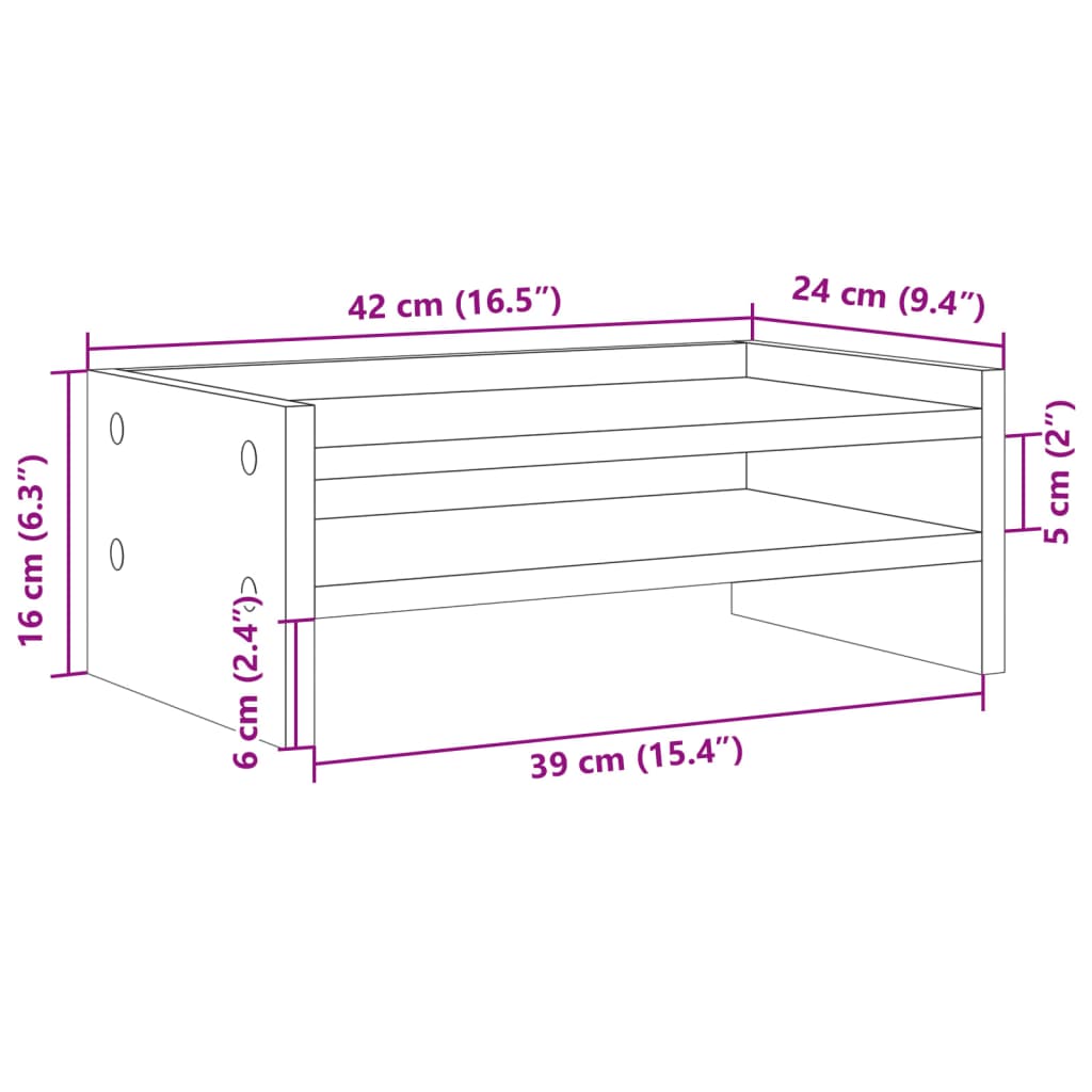 vidaXL Suport de monitor, stejar maro, 42x24x16 cm, lemn prelucrat