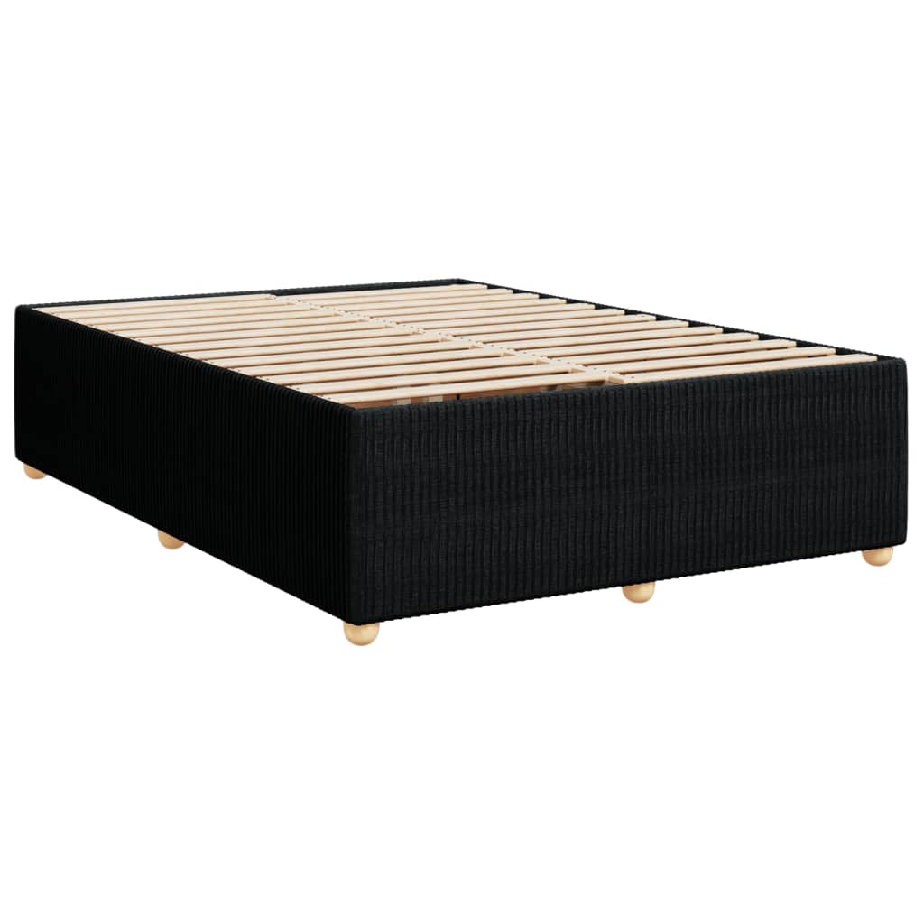 vidaXL Pat box spring cu saltea, negru, 140x190 cm, textil