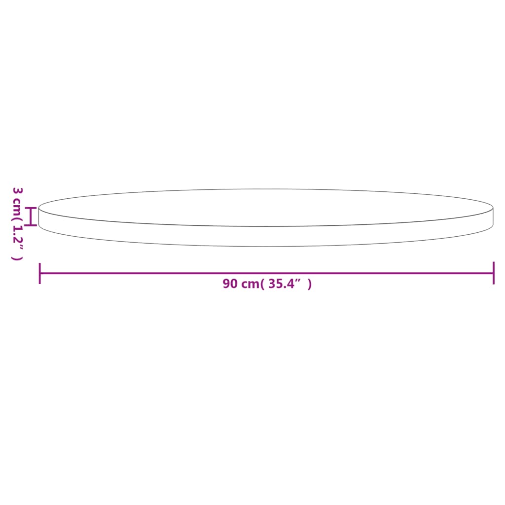 vidaXL Blat de masă rotund, alb, Ø90x3 cm, lemn masiv de pin