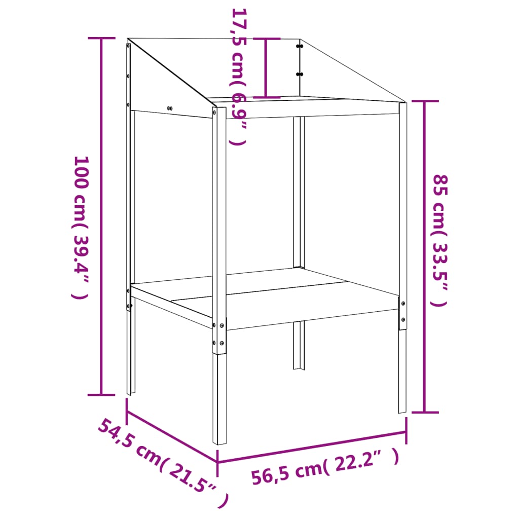 vidaXL Suport de plante, antracit, 56,5x54,5x100 cm, oțel galvanizat