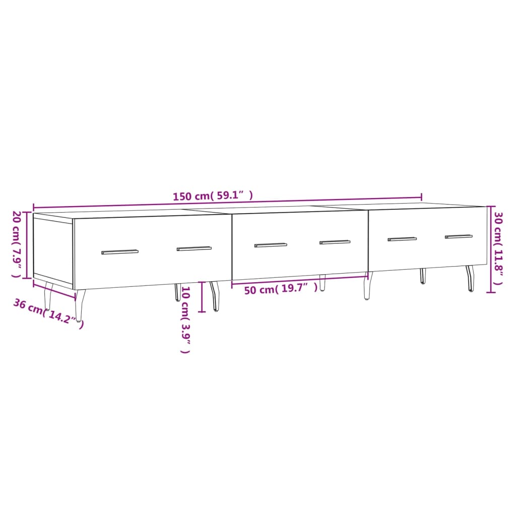 vidaXL Comodă TV, gri beton, 150x36x30 cm, lemn prelucrat