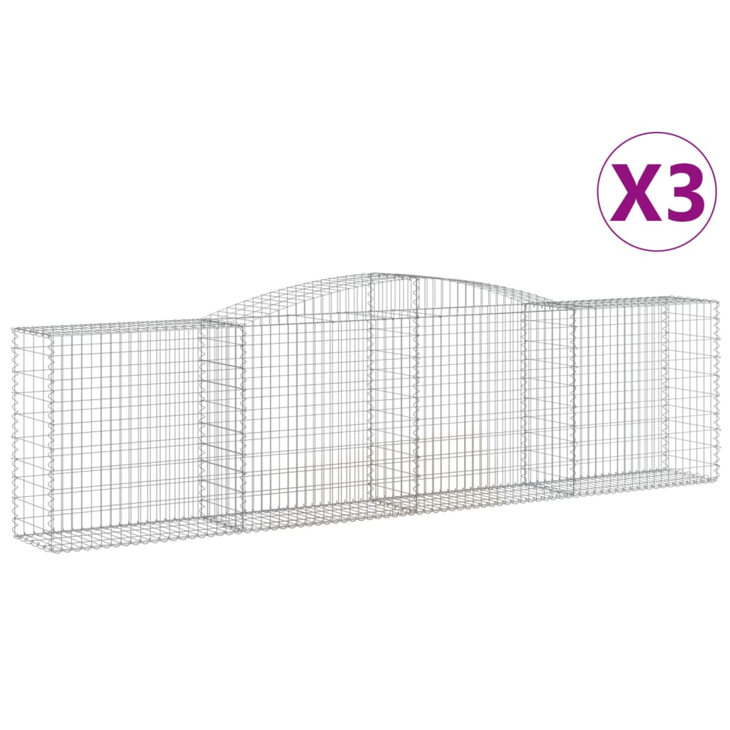 vidaXL Coșuri gabion arcuite 3 buc, 400x50x100/120 cm fier galvanizat