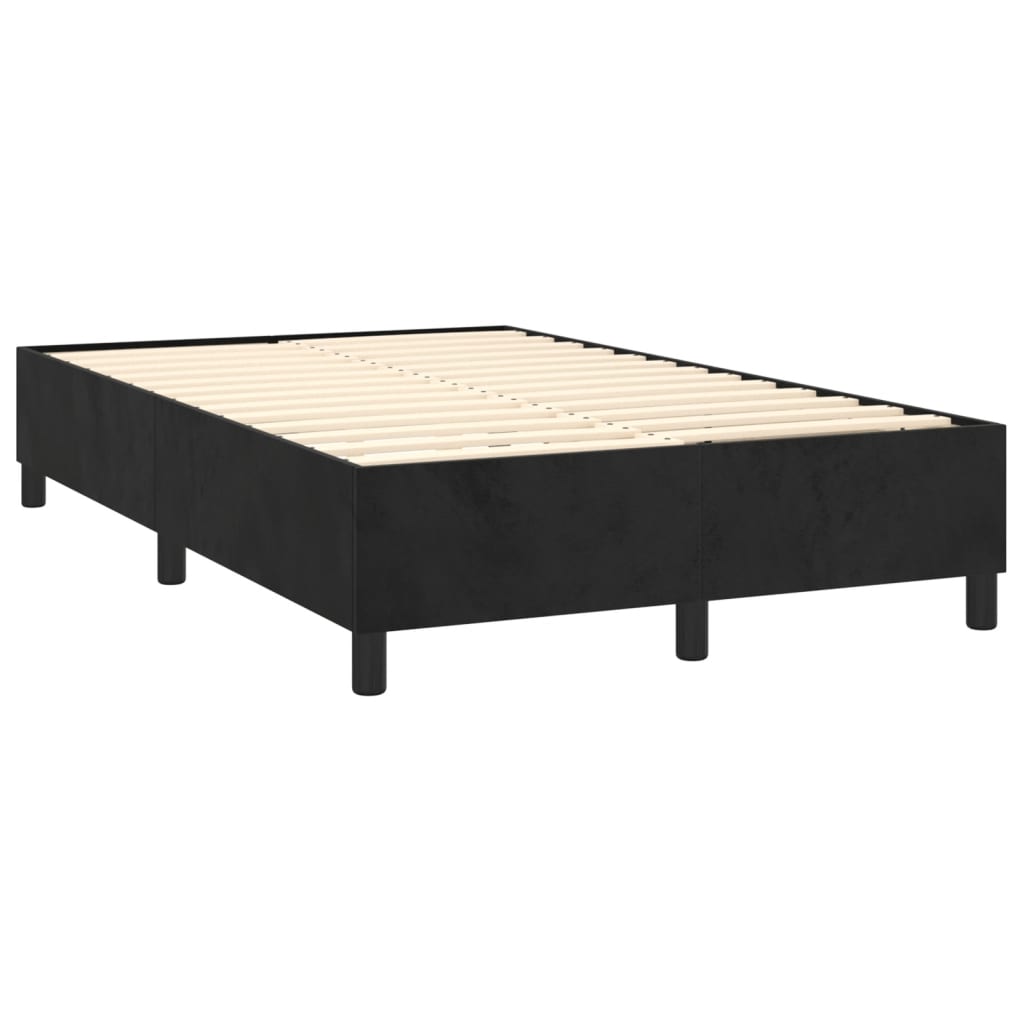 vidaXL Pat box spring cu saltea, negru, 120x200 cm, catifea