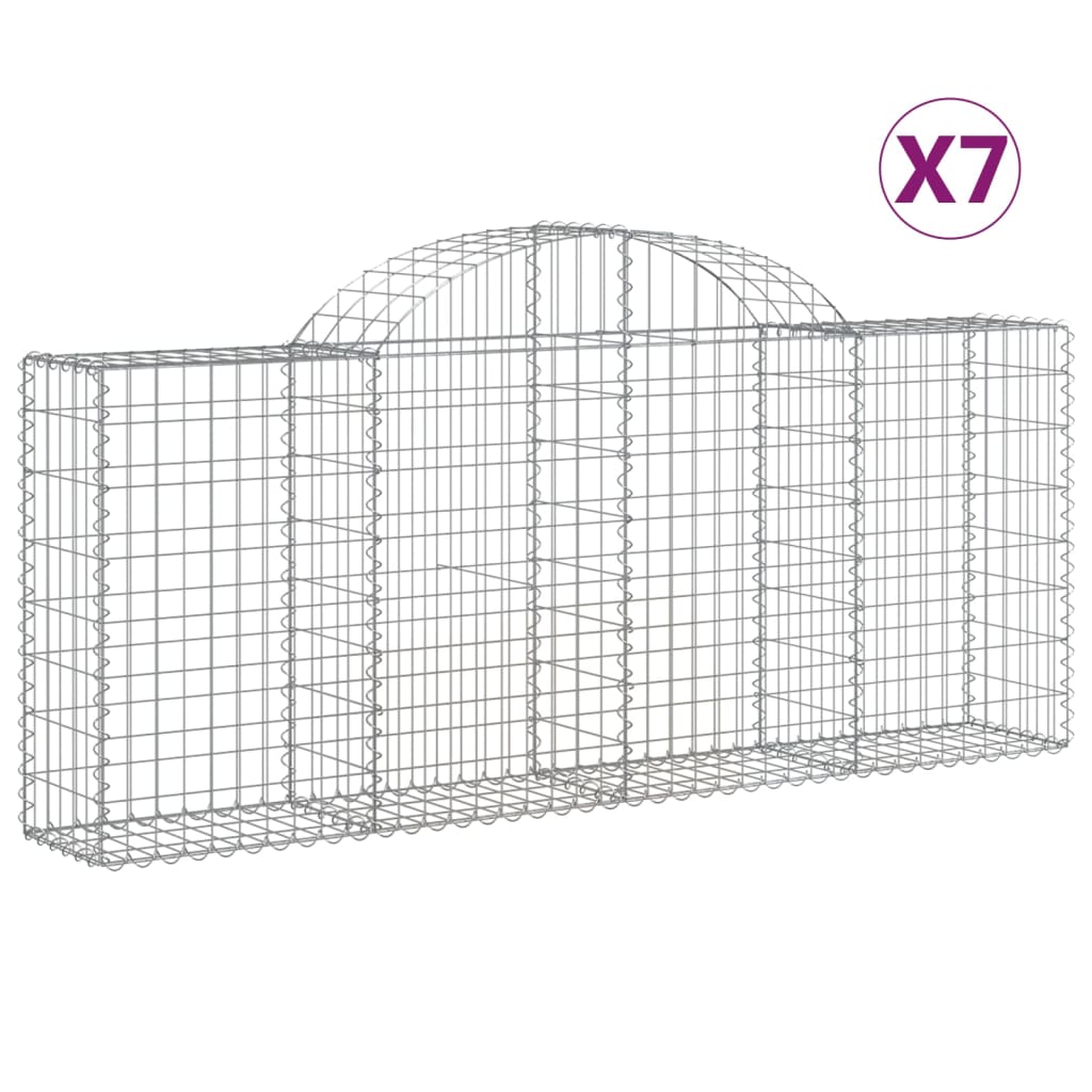 vidaXL Coșuri gabion arcuite 7 buc, 200x30x80/100cm, fier galvanizat