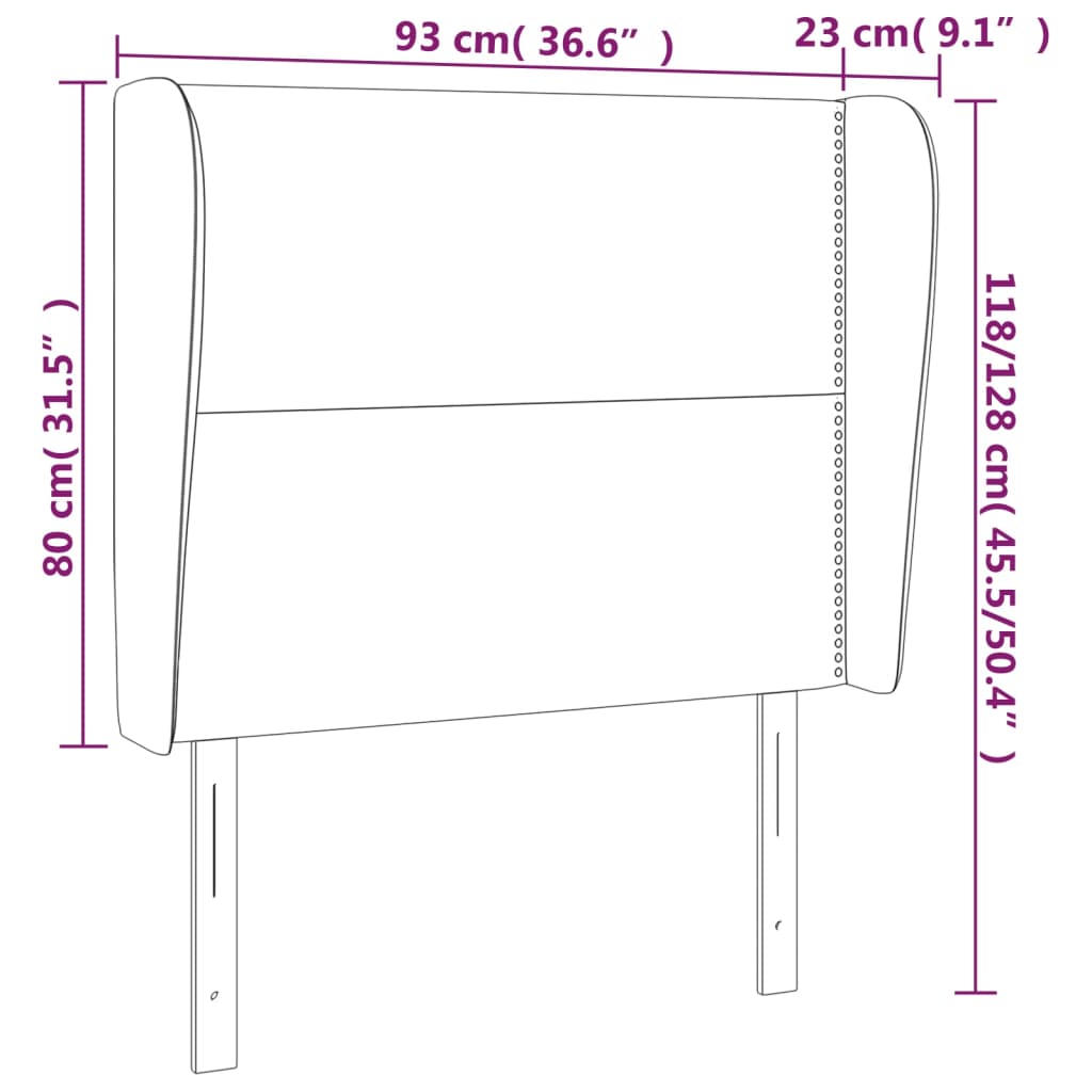 vidaXL Tăblie de pat cu aripioare, negru, 93x23x118/128 cm, catifea