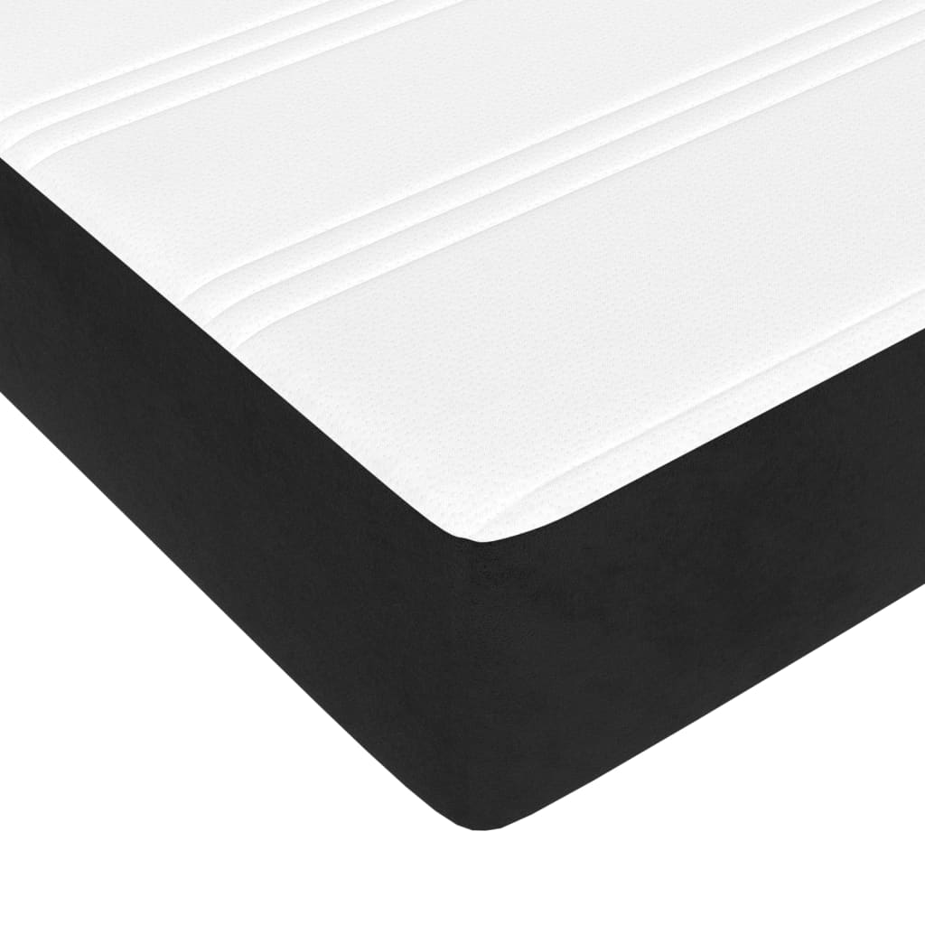 vidaXL Pat box spring cu saltea, negru, 160x200 cm, catifea